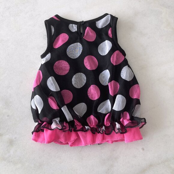 3/$20 - black dress with pink & white polka dots, baby girl (3-6m) - Picture 2 of 3